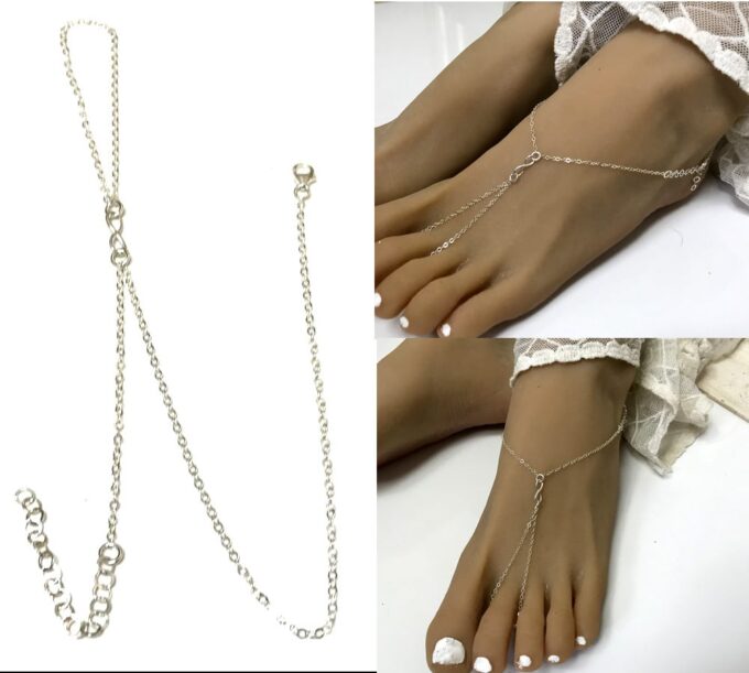 N3191a Chaine avec signe infini pour le pied Argent 925 - Bijoux Bracelets de pied en ligne Ninanina