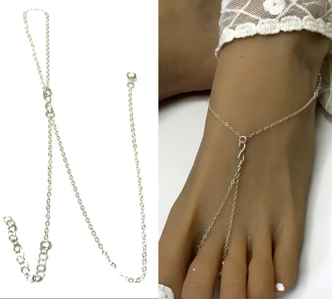 N3191e Chaine avec signe infini pour le pied Argent 925 - Bijoux Bracelets de pied en ligne Ninanina