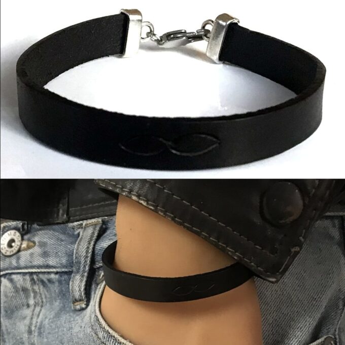 N3195a Bracelet cuir infini homme gravé signe infinity - Bijoux Bracelets en ligne Ninanina