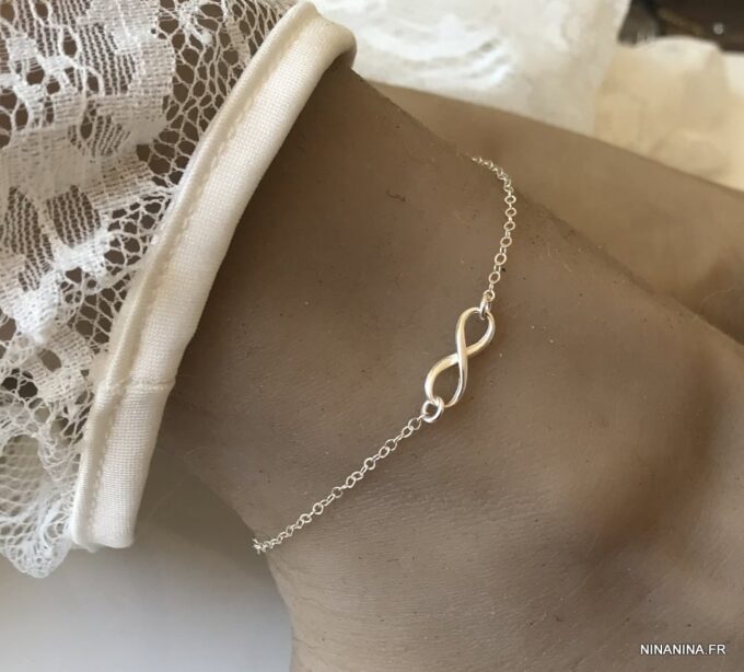 N3196b Chaine de cheville infini pour femme Argent 925 massif - Bijoux de pied en ligne Ninanina