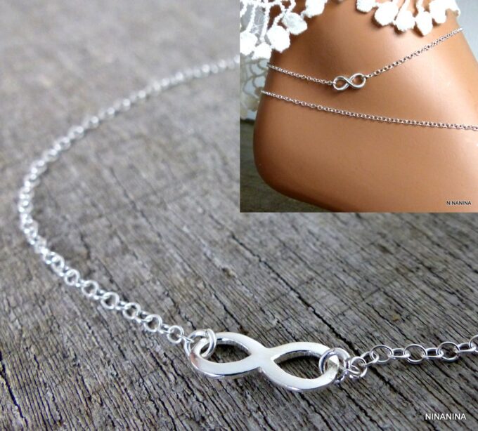 N3196bisa Chaine de cheville infini argent 925