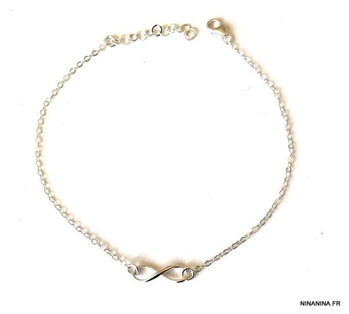 N3196d Chaine de cheville infini pour femme Argent 925 massif - Bijoux de pied en ligne Ninanina
