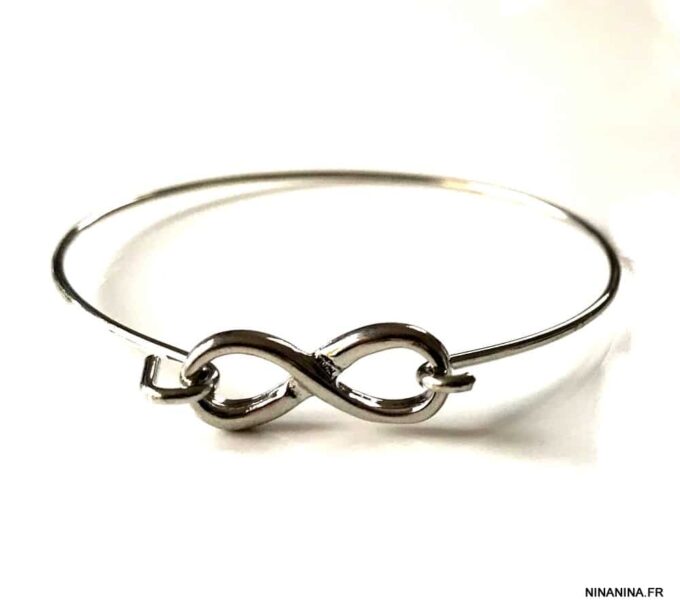 N3232b Jonc infini fin - bracelet d'esclave femme métal argent - Bijoux Bracelets en ligne Ninanina