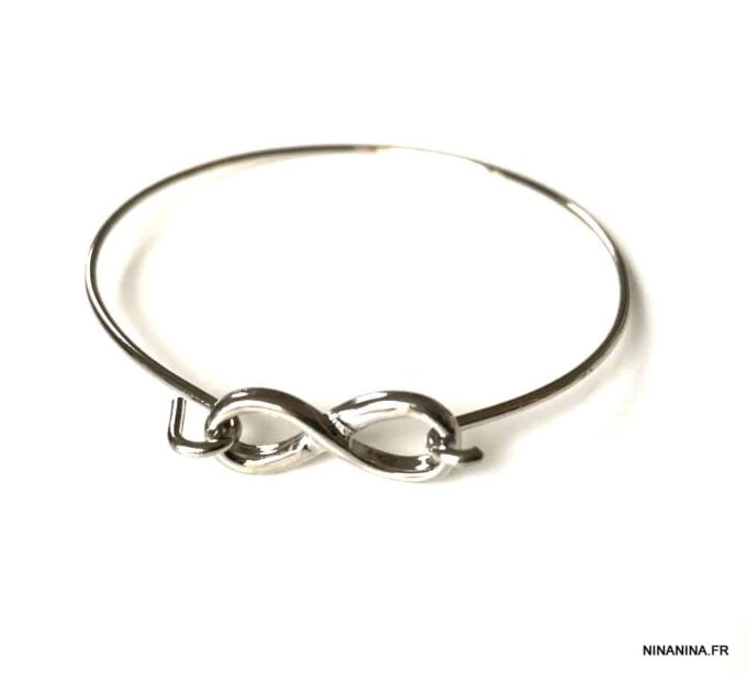 N3232d Jonc infini fin - bracelet d'esclave femme métal argent - Bijoux Bracelets en ligne Ninanina