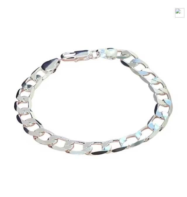 N3245y Bracelet homme maille gourmette plaqué Argent 10mm - Bijoux bracelets hommes en ligne Ninanina
