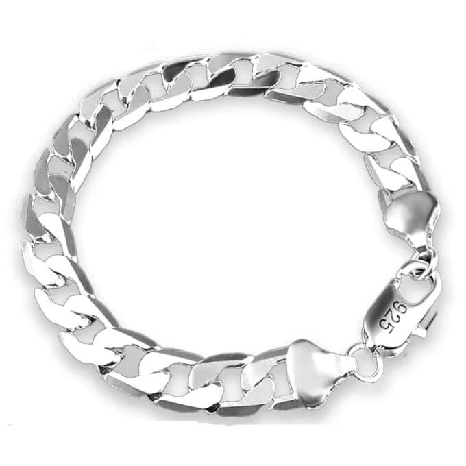 N3245z Bracelet homme maille gourmette plaqué Argent 10mm - Bijoux bracelets hommes en ligne Ninanina
