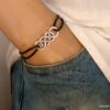 N3264 Bracelet cordon cuir infini double - Bijoux Bracelets en ligne Ninanina
