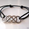N3264 bracelet infini double cuir et acier inoxydable