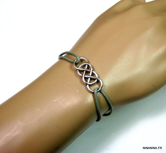 N3264terb bracelet cordon cuir infini double