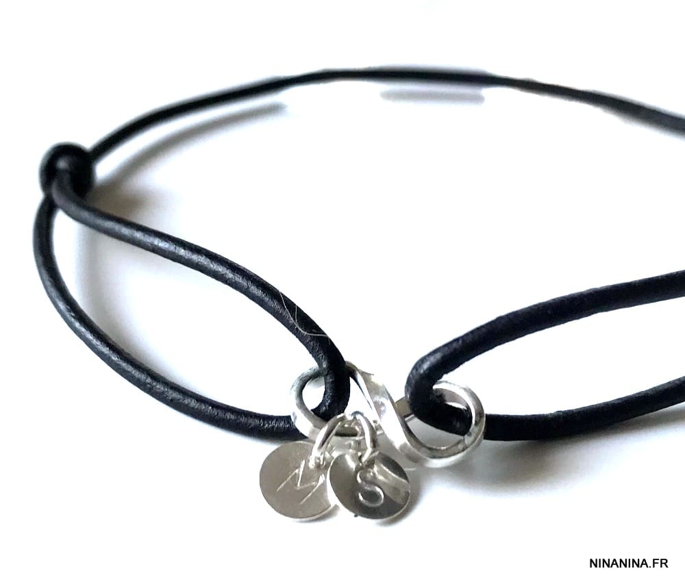 Bracelet cordon argent personnalisé - 2187