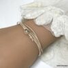 N3277e Bracelet cuir femme plusieurs tours bouton Argent - Bijoux Bracelets en ligne Ninanina