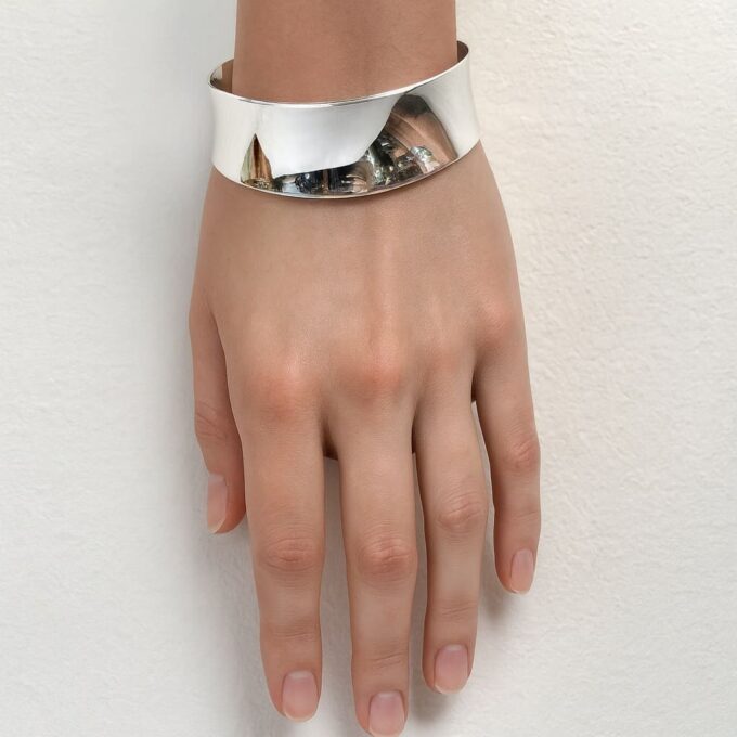 N3278c Bracelet Manchette Large Unisexe en Argent Plaqué – Bijou Élégant 22 mm - Bijoux Bracelets manchettes homme et femme en ligne Ninanina
