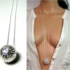 N3282ter collier sautoir boule plaque argent