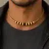 N3299 Collier homme perles de bois cordon cuir réglable - Bijoux colliers hommes en ligne Ninanina