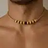 N3299b Collier homme perles de bois cordon cuir réglable - Bijoux colliers hommes en ligne Ninanina