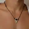 N3303 Collier homme cordon pendentif dent de requin véritable - Bijoux colliers hommes en ligne Ninanina