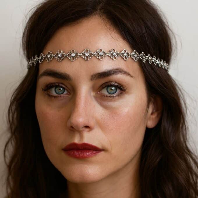 N3332 Headband Femme Petites Fleurs à Pétales En Métal Argenté - Accessoires de coiffure femmes en ligne Ninanina