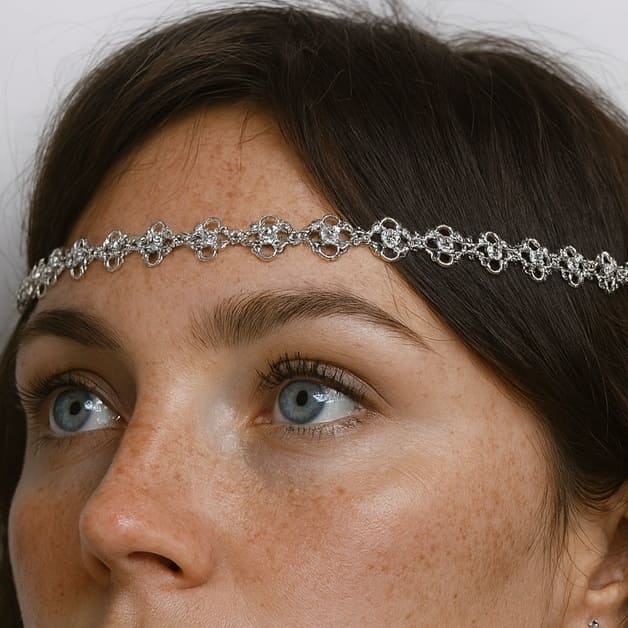 N3332a Headband Femme Petites Fleurs à Pétales En Métal Argenté - Accessoires de coiffure femmes en ligne Ninanina