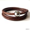 N3335h Bracelet cuir 3 tours homme boule Acier Inoxydable - Bijoux Bracelets en ligne Ninanina