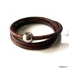N3335i Bracelet cuir 3 tours homme boule Acier Inoxydable - Bijoux Bracelets en ligne Ninanina