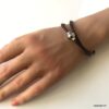 N3336c Bracelet cuir double tour fermoir Acier inoxydable aimanté - Bijoux Bracelets en ligne Ninanina