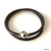 N3336d Bracelet cuir double tour fermoir Acier inoxydable aimanté - Bijoux Bracelets en ligne Ninanina