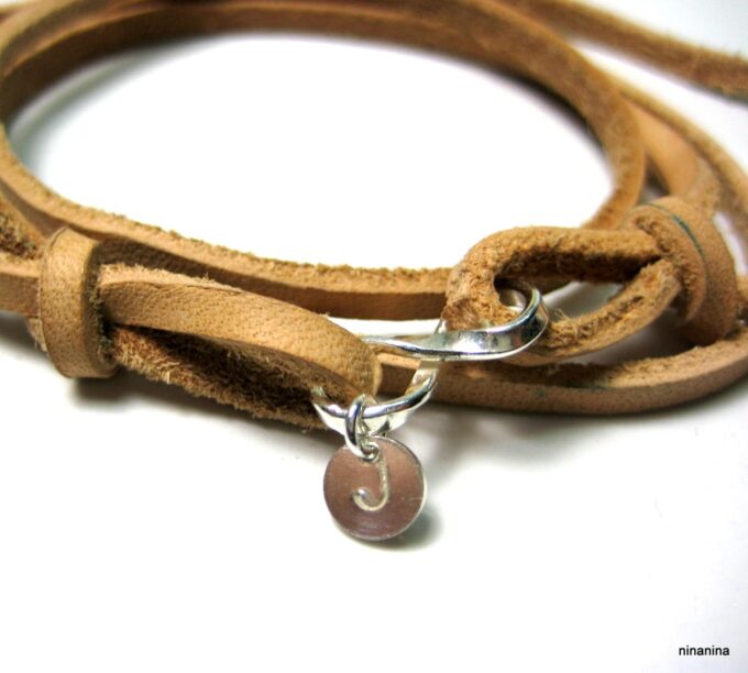 N3341d Bracelet infini femme personnalisé Argent 925 cordon cuir - Bijoux Bracelets femmes en ligne Ninanina