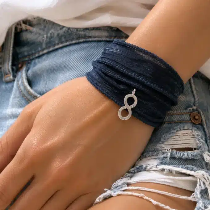 N3342 Bracelet infini Argent 925 massif cordon à enrouler autour du poignet - Bijoux Bracelets femmes en ligne Ninanina