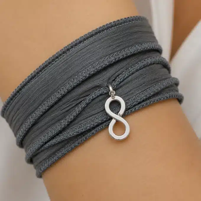 N3342a Bracelet infini Argent 925 massif cordon à enrouler autour du poignet - Bijoux Bracelets femmes en ligne Ninanina