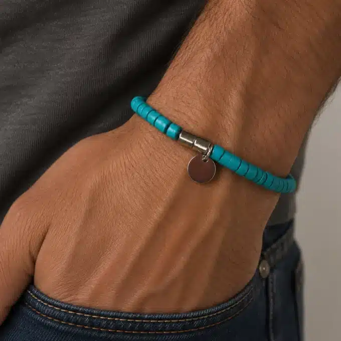 N3347 Bracelet marron homme ou femme fermoir Acier argent - Bijoux bracelets hommes en ligne Ninanina