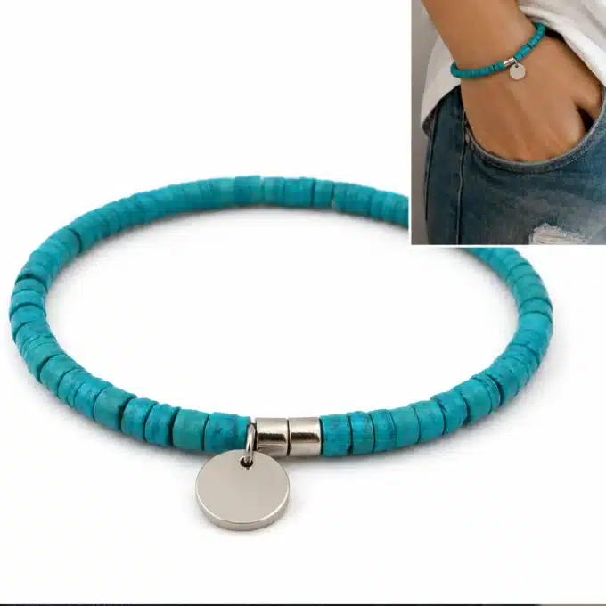 N3347a Bracelet marron homme ou femme fermoir Acier argent - Bijoux bracelets hommes en ligne Ninanina