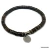 N3347b Bracelet marron homme ou femme fermoir Acier argent rondelles bois de coco - Bijoux Bracelets en ligne Ninanina