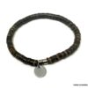 N3347f Bracelet marron homme ou femme fermoir Acier argent rondelles bois de coco - Bijoux Bracelets en ligne Ninanina