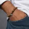 N3348 Bracelet homme rondelles bois coco et fermoir Acier inoxydable - Bijoux bracelets hommes en ligne Ninanina