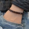 N3354 Bracelet perles carrees en bois marron pour homme - Bijoux Bracelets en ligne Ninanina