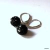 N3365b Boucles d'oreilles dormeuses Argent 925 boules cristal noir - Bijoux Boule d'oreille femme en ligne Ninanina