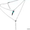 N3388h Collier double rang Argent 925 plume Et Turquoise - Bijoux Colliers en ligne Ninanina