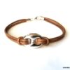 N3389c Bracelet grain de café Argent 925 massif cordon cuir noir - Bijoux Bracelets en ligne Ninanina