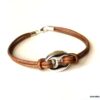 N3389f Bracelet grain de café Argent 925 massif cordon cuir noir - Bijoux Bracelets en ligne Ninanina