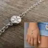 N3400b Chaine de main fleur acier inoxydable - bracelet bague argenté - Bijoux de mains femmes en ligne Ninanina