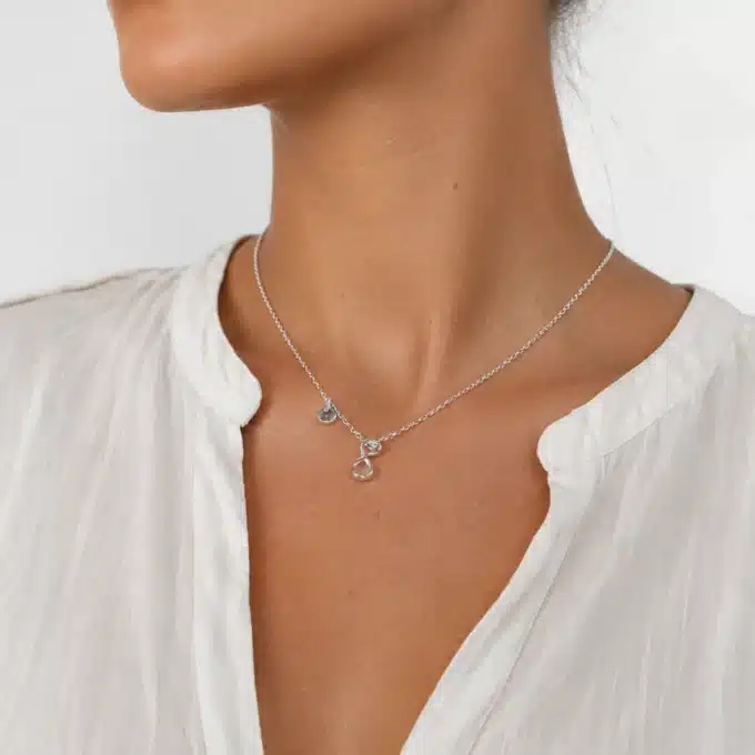 N3401b Collier personnalisé femme infini argent gravé lettre - Bijoux colliers femmes en ligne Ninanina