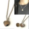 N3418d Collier photo homme pendentif rond Argent plaqué - Bijoux Colliers porte photo en ligne Ninanina