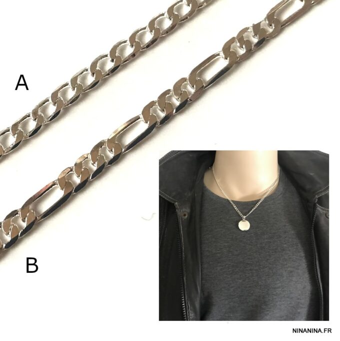 N3418g Collier photo homme pendentif rond Argent plaqué - Bijoux Colliers porte photo en ligne Ninanina