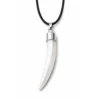 N3421 Collier homme pendentif dent de tigre en nacre blanche cordon cuir - Bijoux colliers hommes en ligne Ninanina
