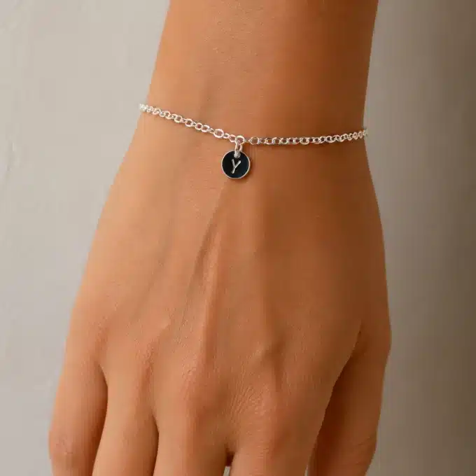 N3426b Bracelet personnalisé femme lettre gravée Argent 925 - Bijoux bracelets femmes en ligne Ninanina