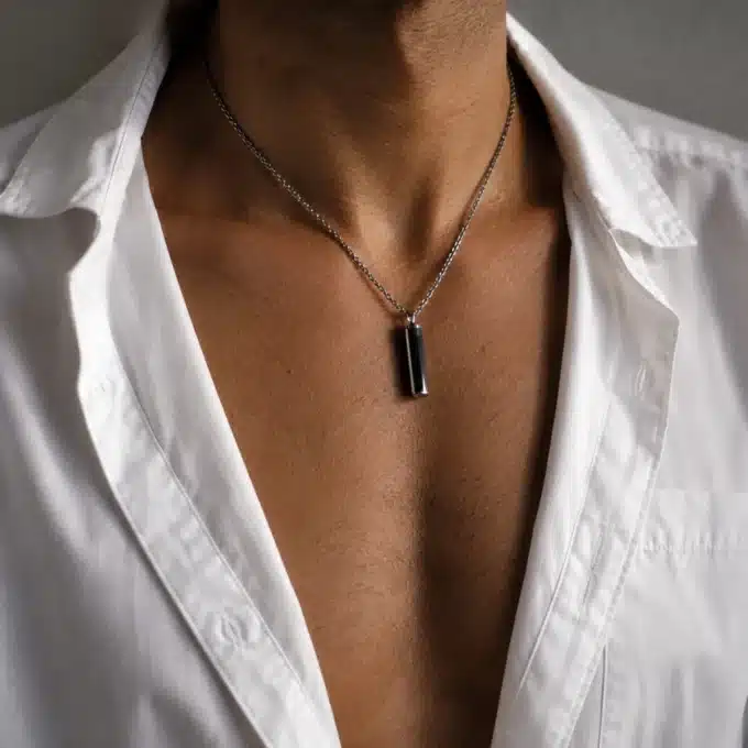N3433b Collier message personnalisé - pendentif Acier inoxydable argenté - Bijoux colliers personnalisés en ligne