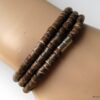 N3439d bracelet 3 tours perles de coco marron