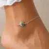 N3444 Chaine cheville indien Argent 925 massif perle ciselée - Bijoux bracelets femmes en ligne Ninanina