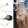 N3445 Bracelet argent nacre perle fleur plate et pendentif rond - Bijoux Bracelets en ligne Ninanina