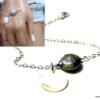 N3445b Bracelet argent nacre perle fleur plate et pendentif rond - Bijoux Bracelets en ligne Ninanina